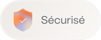 Badge en forme de bouclier avec une icône en dégradé et le libellé « Sécurisé ».
