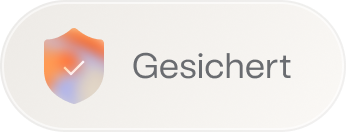 Schildabzeichen mit Gradient-Icon und dem Label "Gesichert"