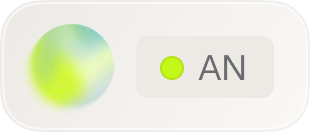 Rundes Abzeichen mit einem grünen Statusindikator und dem Text "AN"