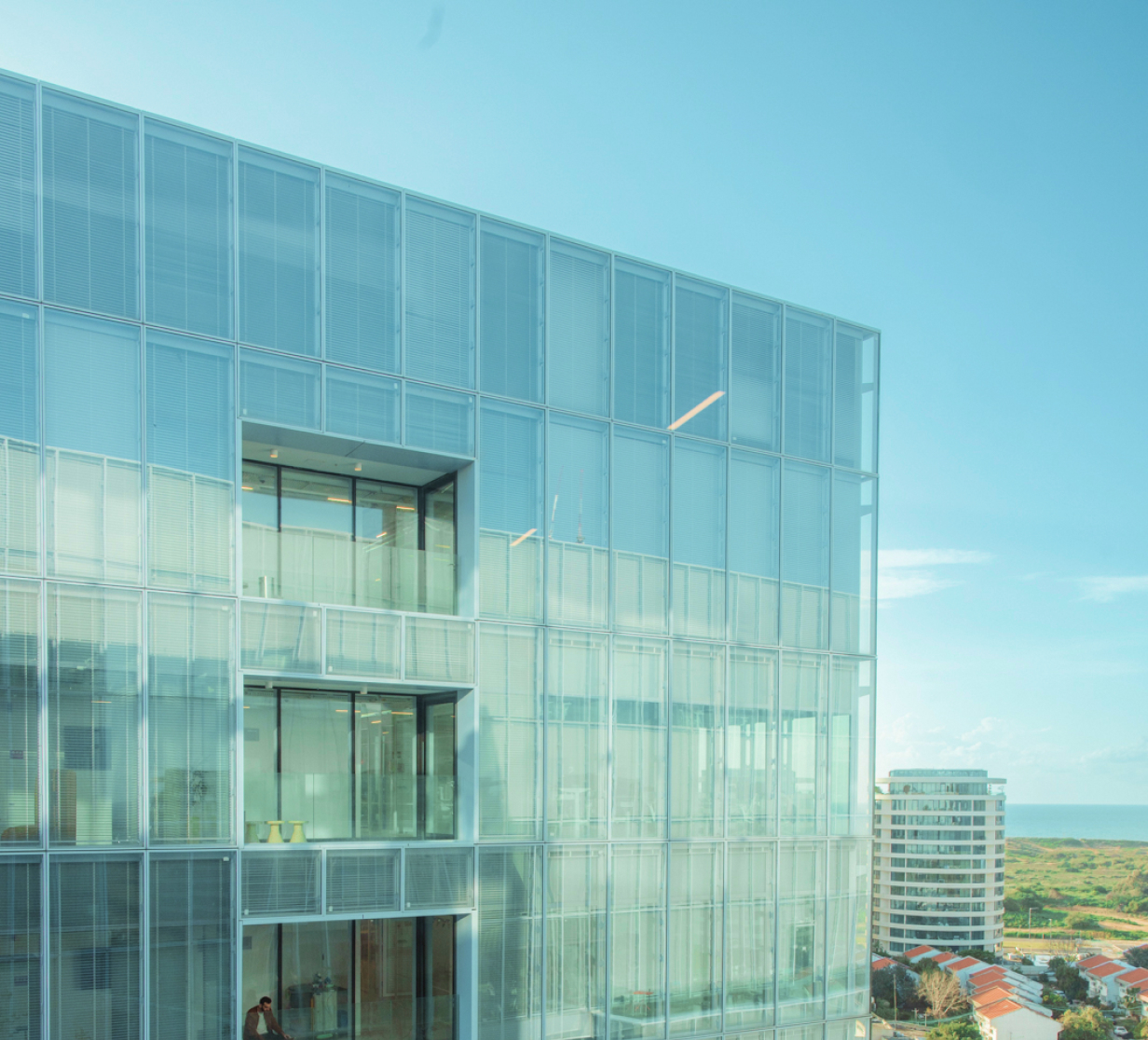 The exterior of the Wix Campus in Tel Aviv during the day.