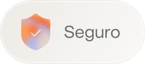 Escudo con ícono degradado y la etiqueta "Seguro"