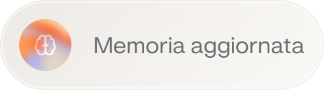 Badge arrotondato con icona sfumata e la scritta “Memoria aggiornata”