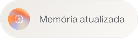 Selo arredondado com ícone em degradê e o rótulo "Memória atualizada"
