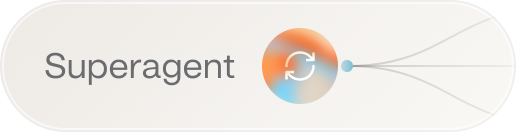 Badge Superagent avec une icône en dégradé et le libellé « Superagent »