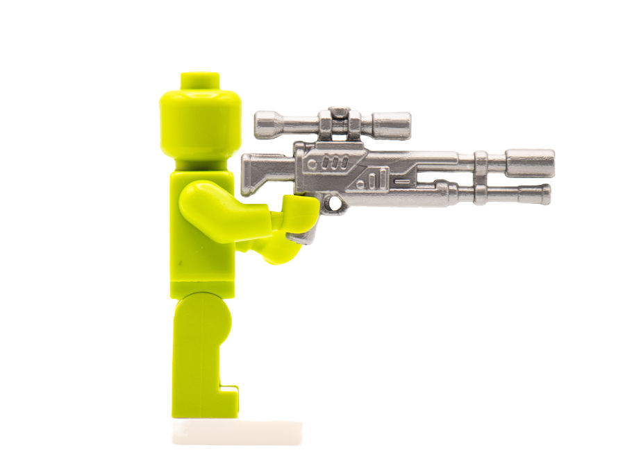 Thumbnail: Lime green minifig demonstrating A360 Sniper Blaster, silver