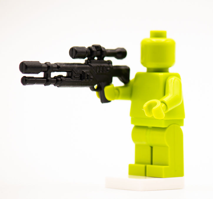 Thumbnail: Lime green minifig demonstrating A360 Sniper Blaster, black