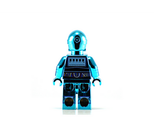 CHROME BLUE PRO-T DROID Custom Printed Building Brick Figure