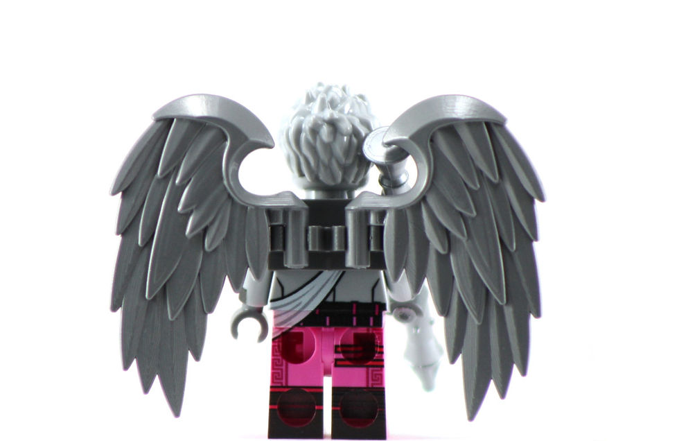 Thumbnail: Custom minifigure with grey wings, back view.