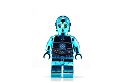 CHROME BLUE PRO-T DROID Custom Printed Building Brick Figure