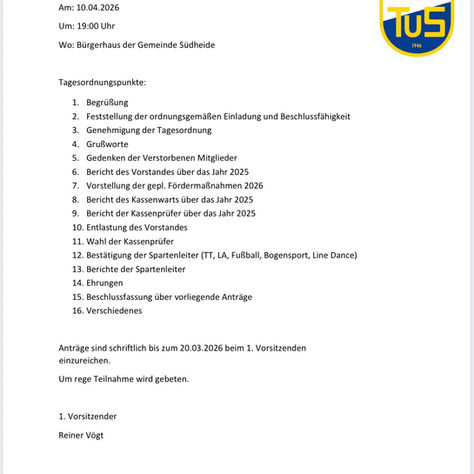 Einladung Mitgliederversammlung