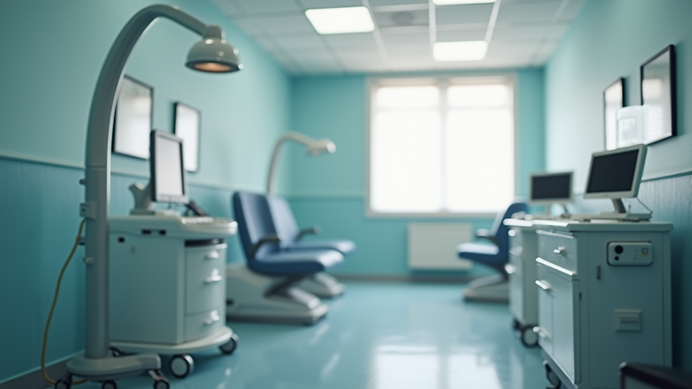 Close-up view of a fertility clinic's consultation room with medical equipment