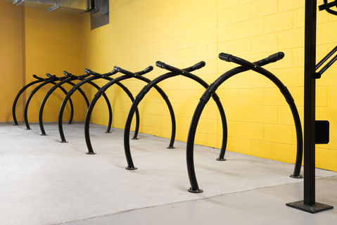 Commercial photographer Sydney architectural image of end of trip services for Five at Heart - bike rack