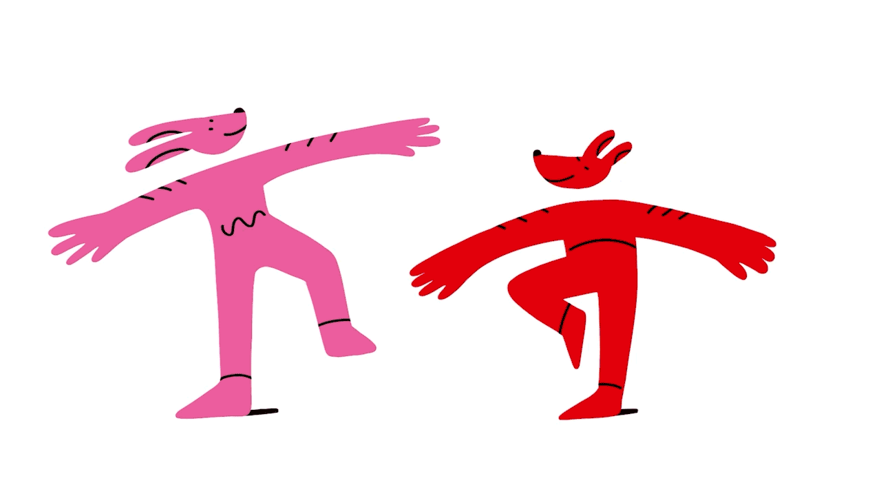 dogs dance illustration animated gif