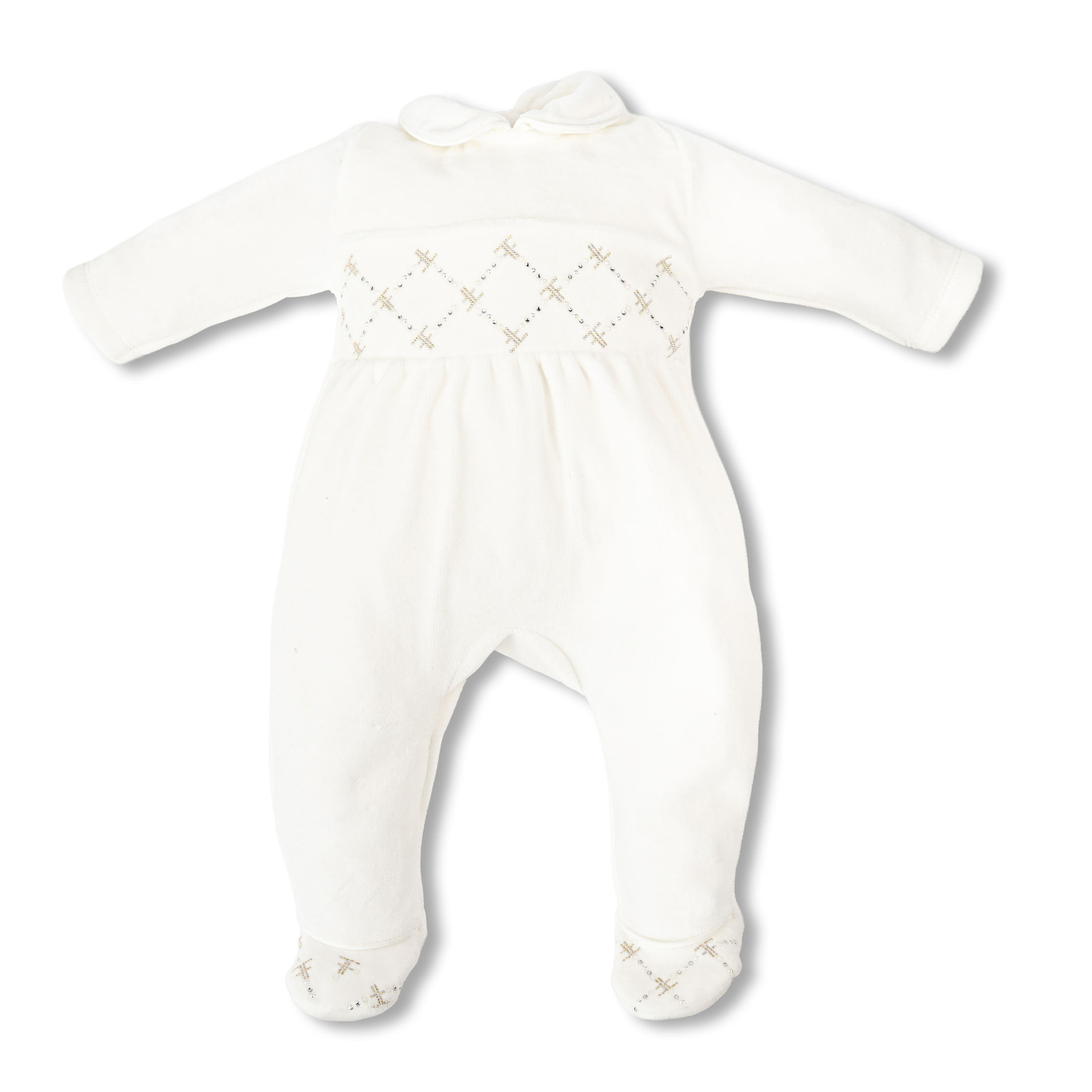 6303103 ivory velvet romper FIRST®Couture
