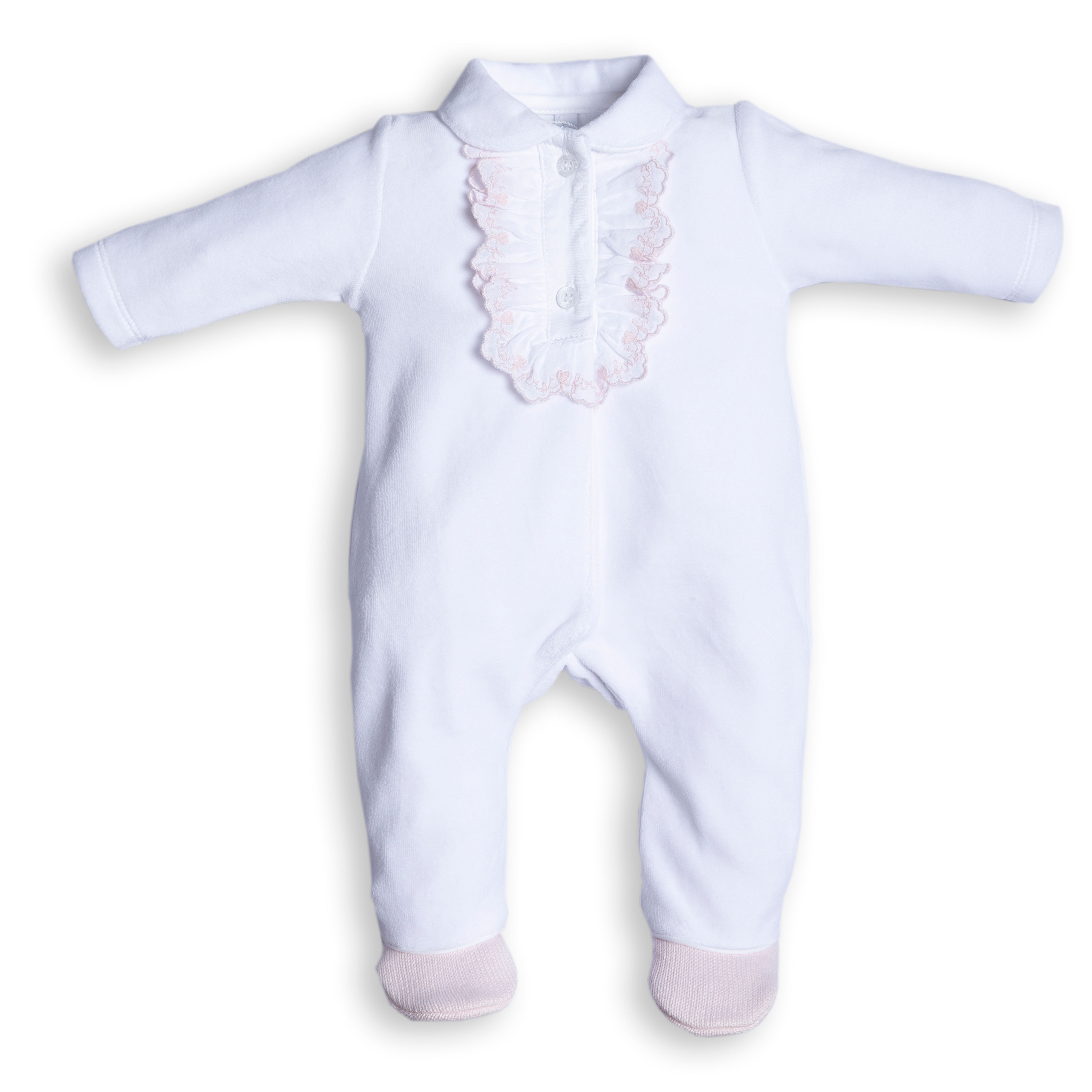 5903120 white/pink velvet rompersuit