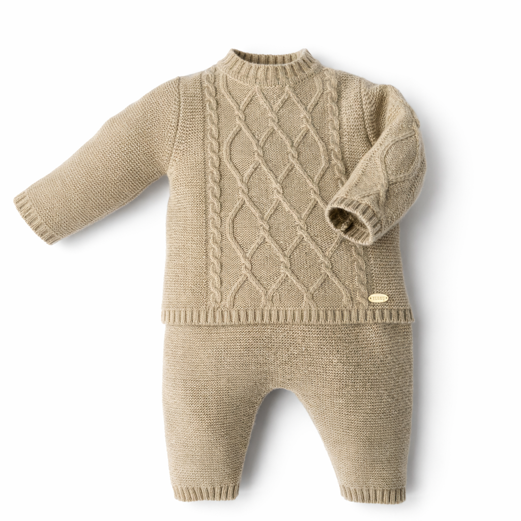 6300901 FIRST®Cashmere  beige Knitted Two-Piece Set