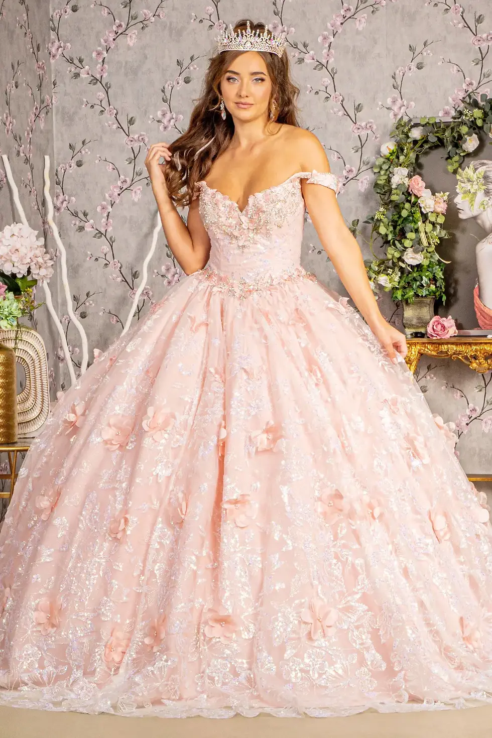 縮圖：Jewel Sequin Quinceanera Ball Gown