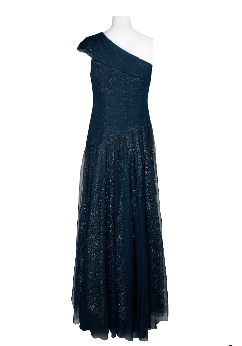 Miniatura: Adrianna Papell One Shoulder Pleated Zipper Closure Mesh Dress