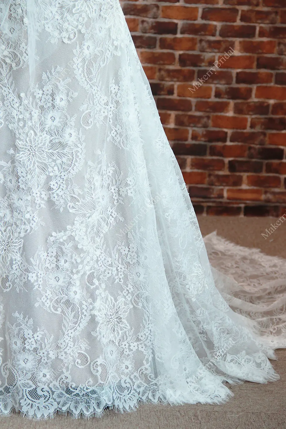 Thumbnail: Makerry Brudak Mermaid Chapel Train Floral Lace Wedding Dress