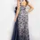 Thumbnail: Jovani Navy Nude Embroidered Cap Sleeve Gown - 37203