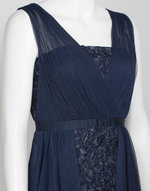 Thumbnail: Aidan Mattox V-Neck Sleeveless Embroidered Mesh Dress