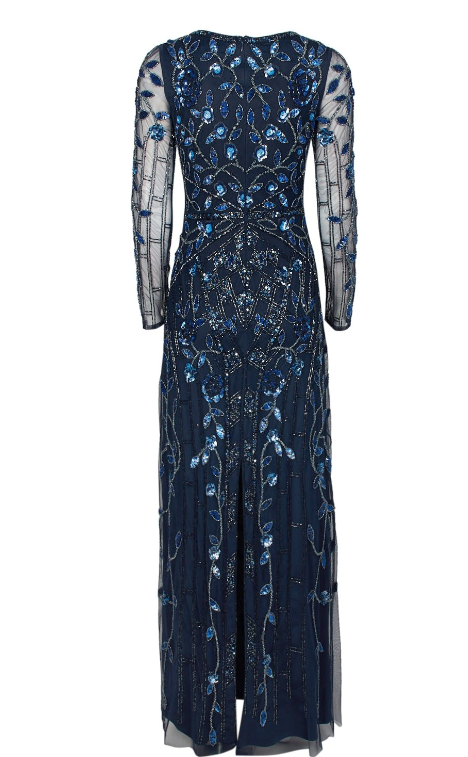縮圖：Aidan Mattox V-Neck Embellished Embroidery Dress