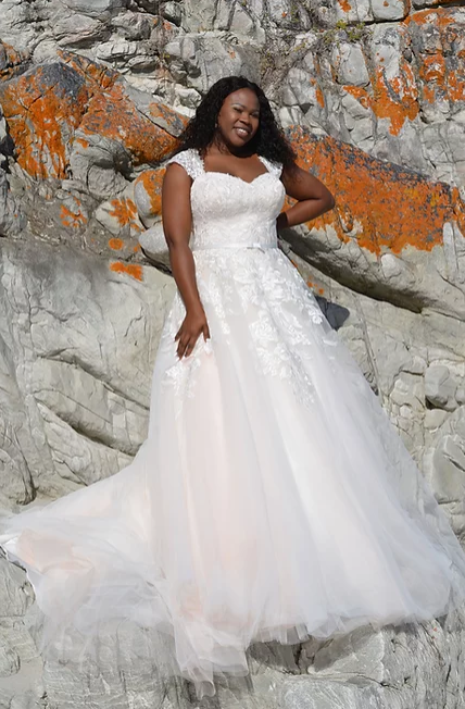 Mignon Manley Embroidered Lace Tulle Bridal Gown