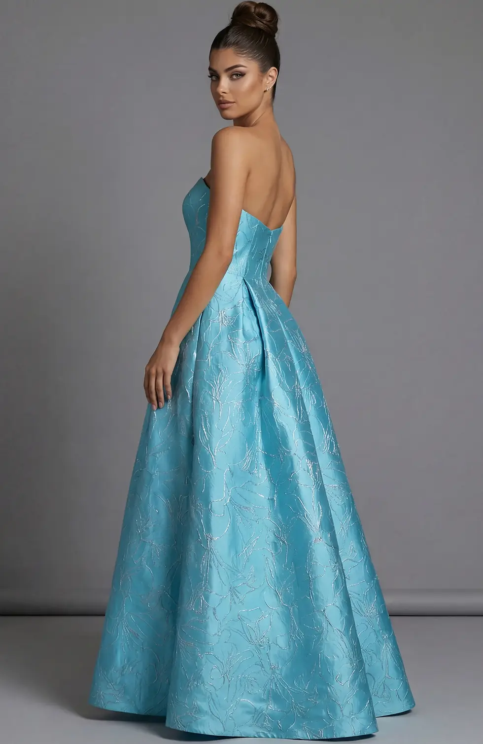 Thumbnail: Jovani Strapless Brocade Corset Mini Dress With Full Skirt 51693