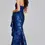 Thumbnail: Jovani One-Shoulder Navy Gown W/Rose Detail 39438