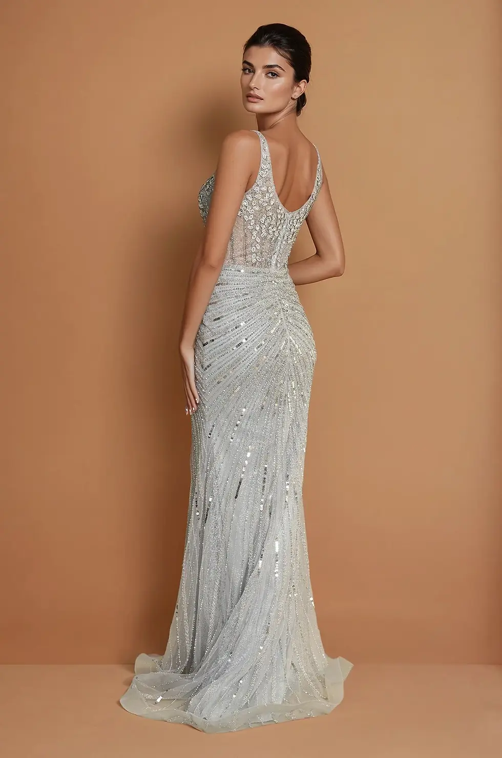 縮圖：Designer Couture Hand Beaded Sequin Gown