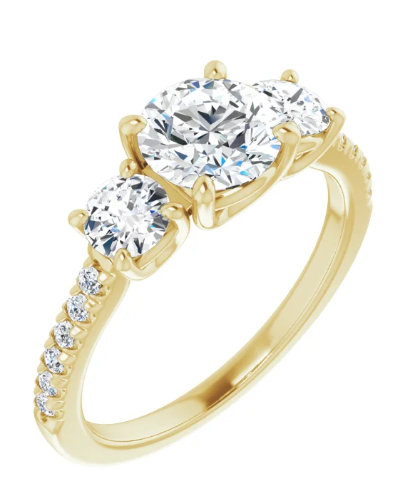 1 3/4 CTW 14K Yellow 6.5 mm Round Engagement Ring