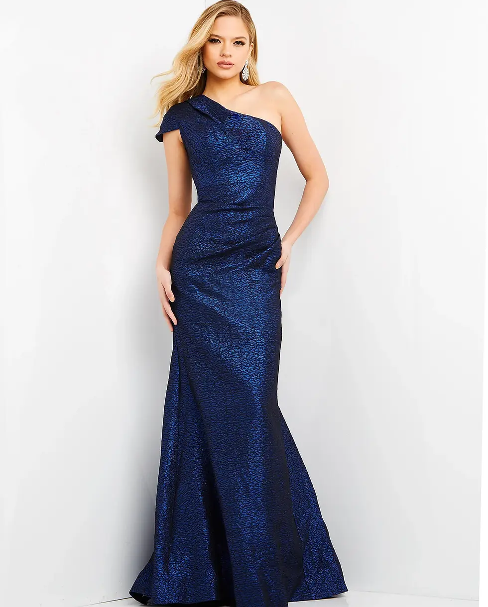 Thumbnail: Jovani Metallic Ruched One Shoulder Dress 06751