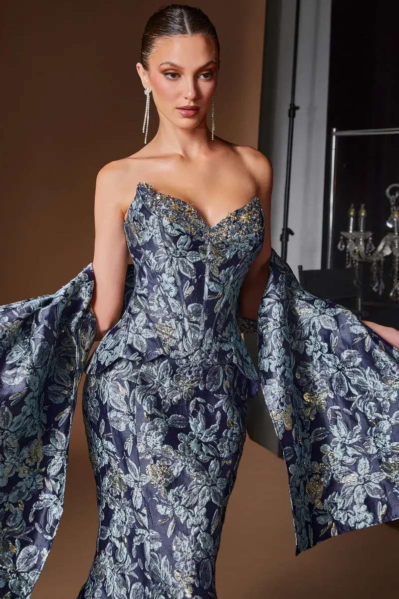 Thumbnail: Embellished Top Textured Evening / Mother-Of-Bride Gown