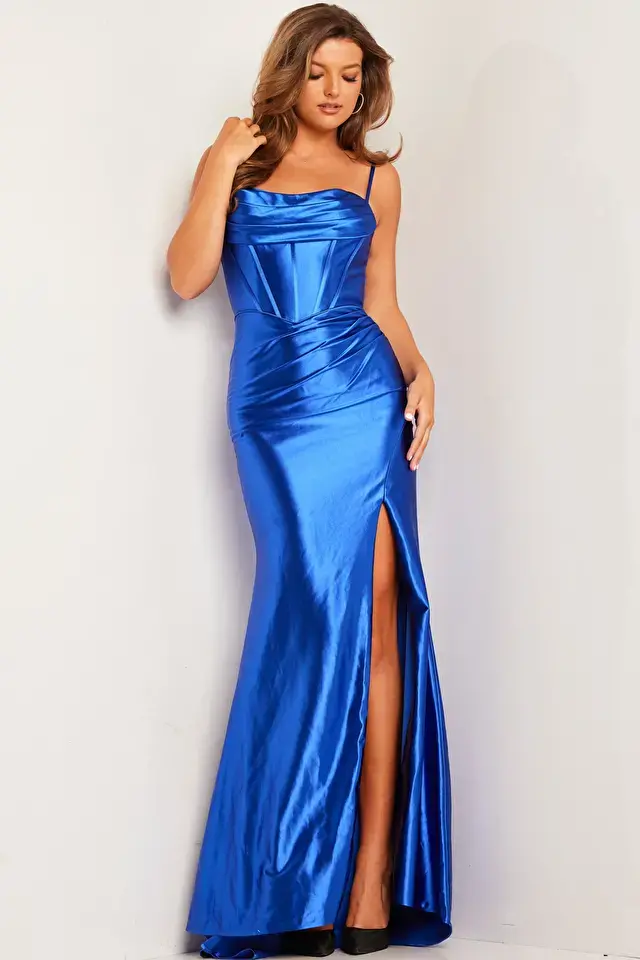 Jovani Corset Bodice High Slit Dress - 26402