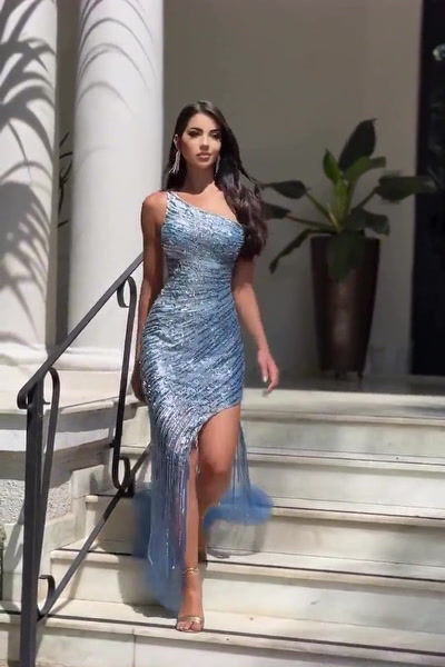 Thumbnail: Jovani Embellished One Shoulder Prom Dress - 05647