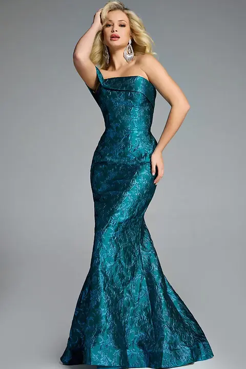 Jovani Off-Shoulder Mermaid Gown with Floral Brocade 43978 |  mignonmanleyfashions