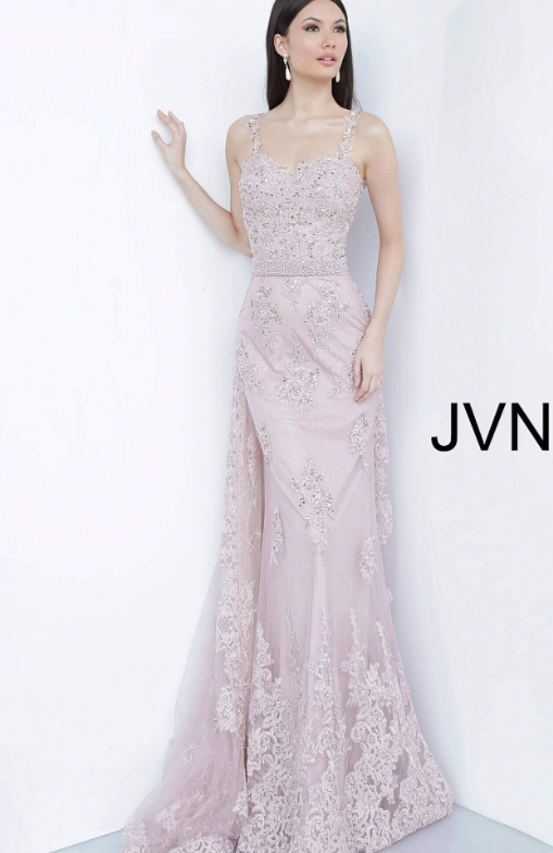 縮圖：JOVANI JVN2444 Dusty Rose Embroidered Sweetheart Neck Evening Dress
