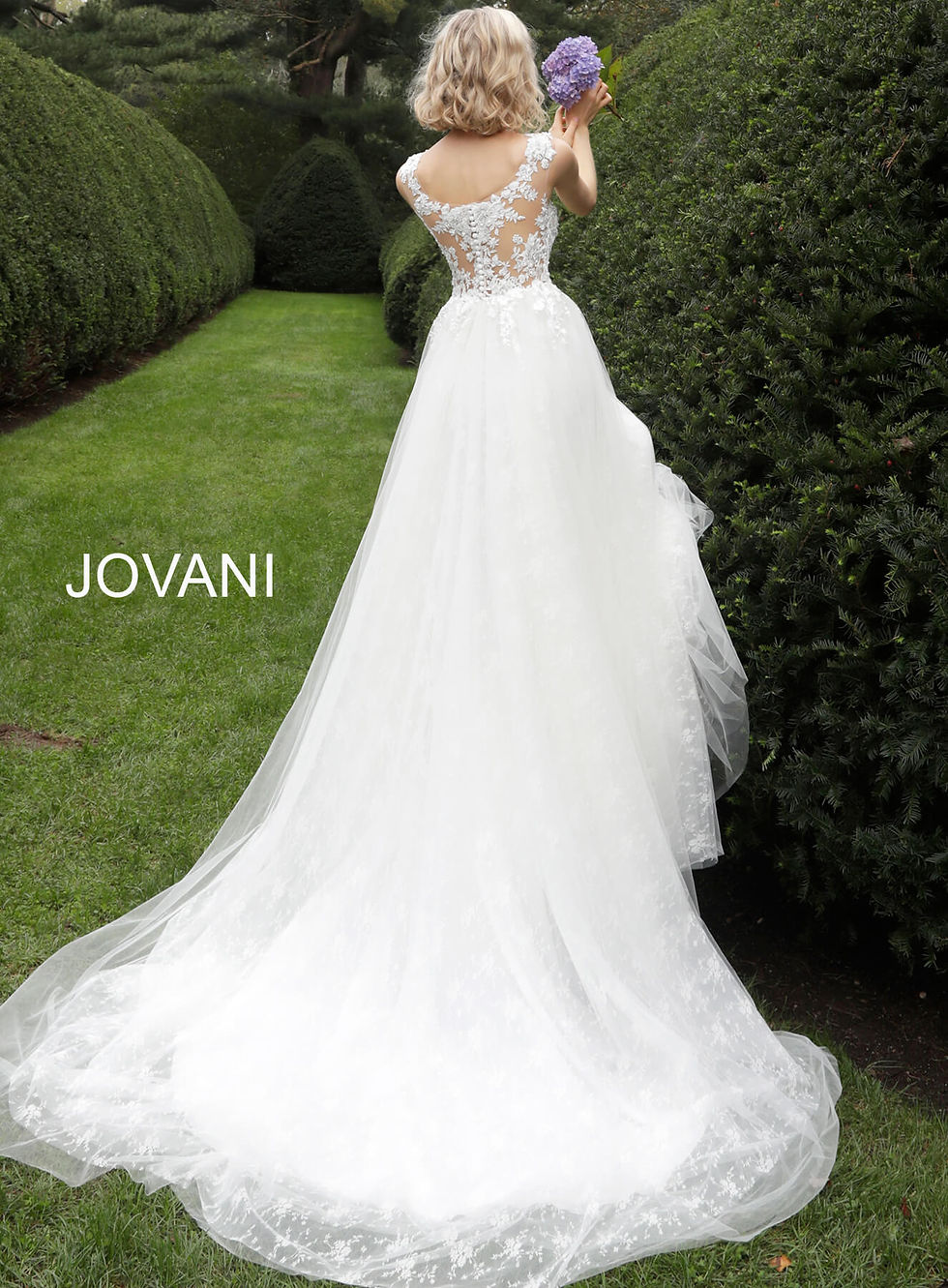 縮圖：Off White Sleeveless Embroidered Bodice Wedding Dress JB68167