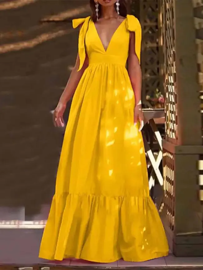 Miniatura: V-Neck Sexy Spliced Strap Vest Dress