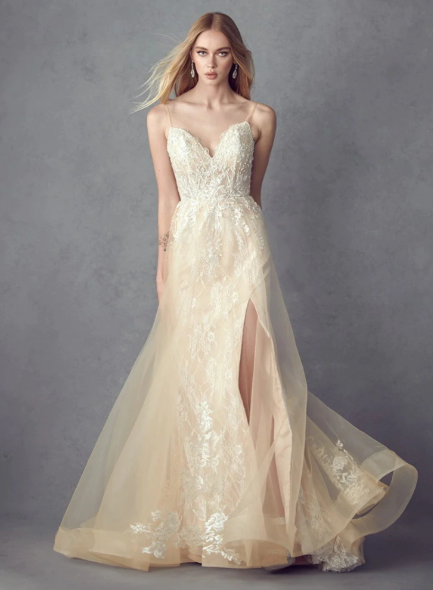 Sweetheart Neck Leg Slit A-Line Dress