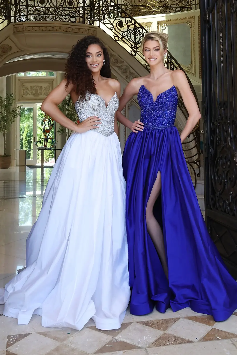 Thumbnail: Jovani Beaded Ball Gown With High Slit 49247