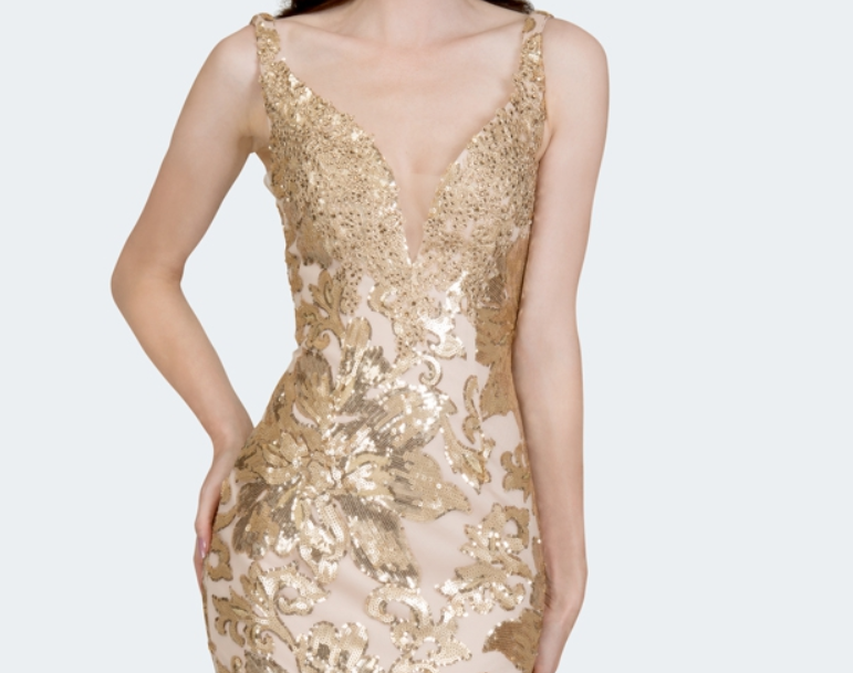 Thumbnail: Embroidering Applique Adorning The Entire Bodice Dress