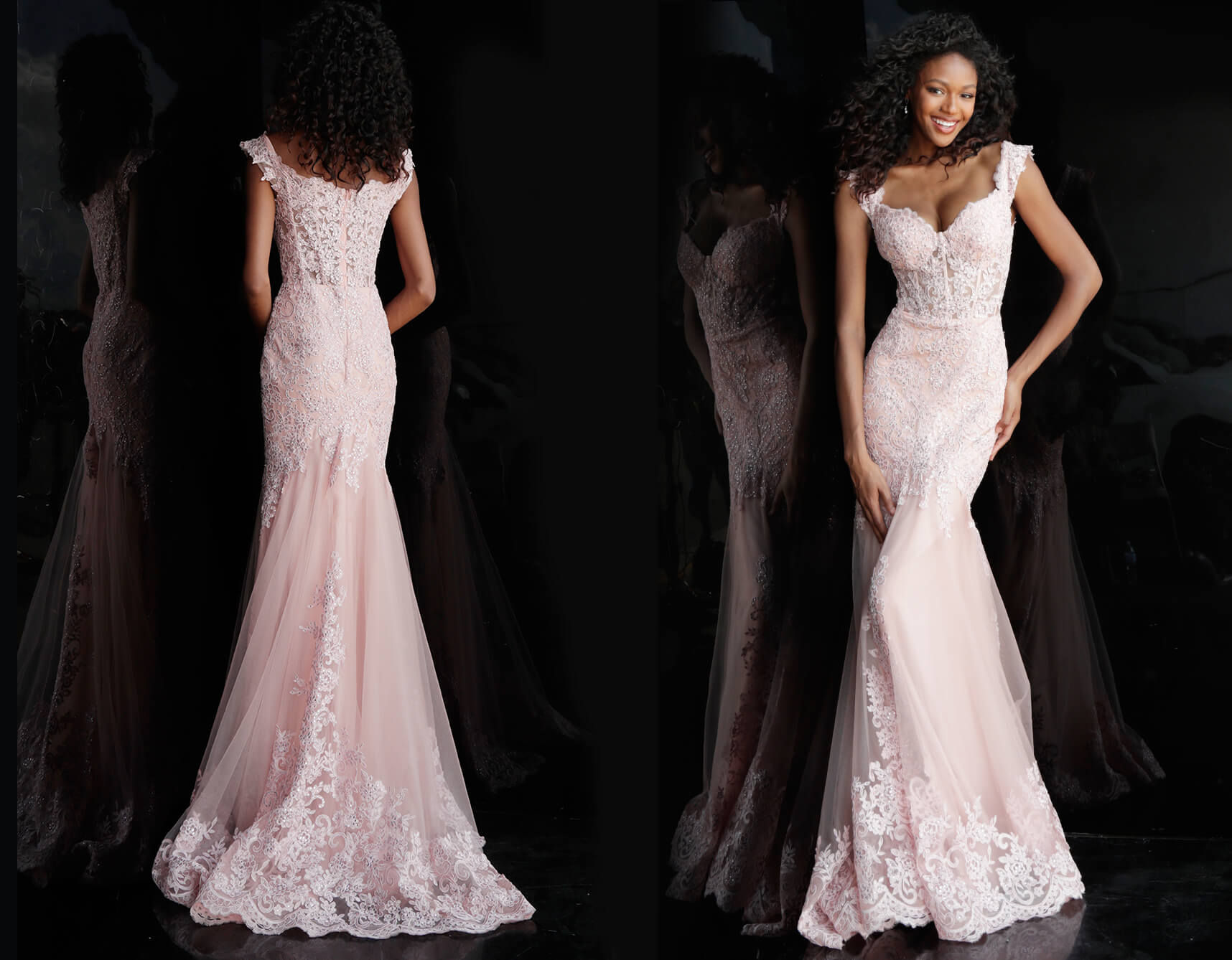 Jovani Cap Sleeve Beaded Gown NAVY JVN65688