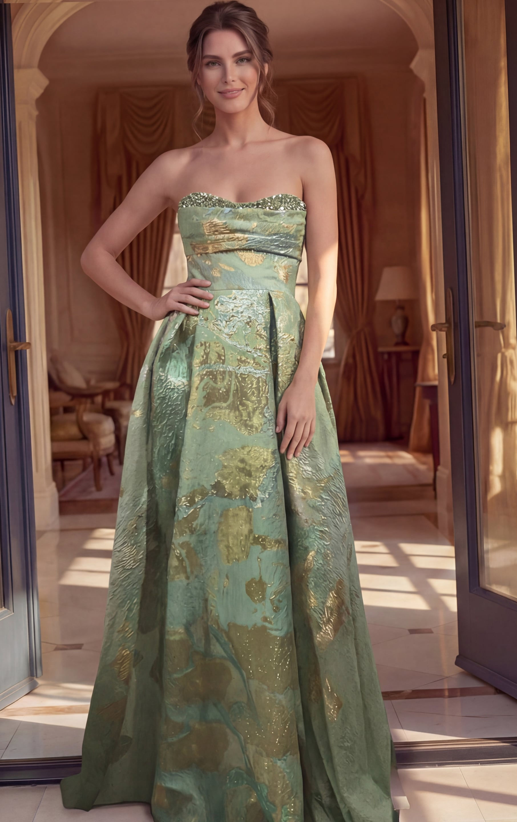 Jovani Brocade Sleeveless Gown 52666