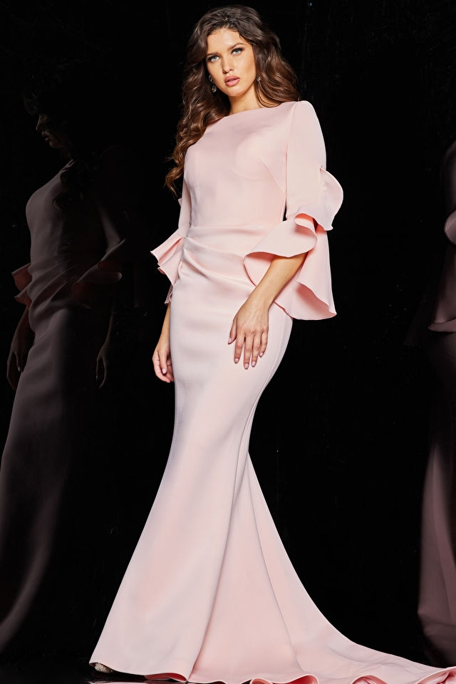 Thumbnail: Jovani 63168 - Ruffle Bell Sleeve Evening Gown