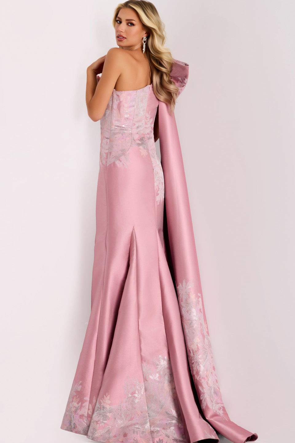 Thumbnail: Jovani Elegant Asymmetric Gown with Floor-Length Train 45615