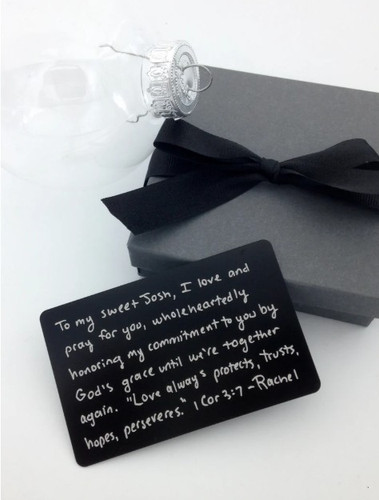 Engraved Handwritten Wallet Card | Apex Oklahoma