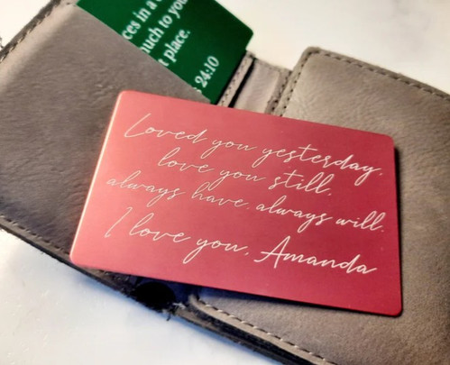 Engraved Handwritten Wallet Card | Apex Oklahoma