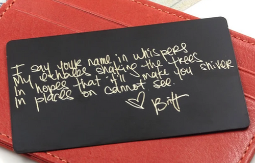 Engraved Handwritten Wallet Card | Apex Oklahoma
