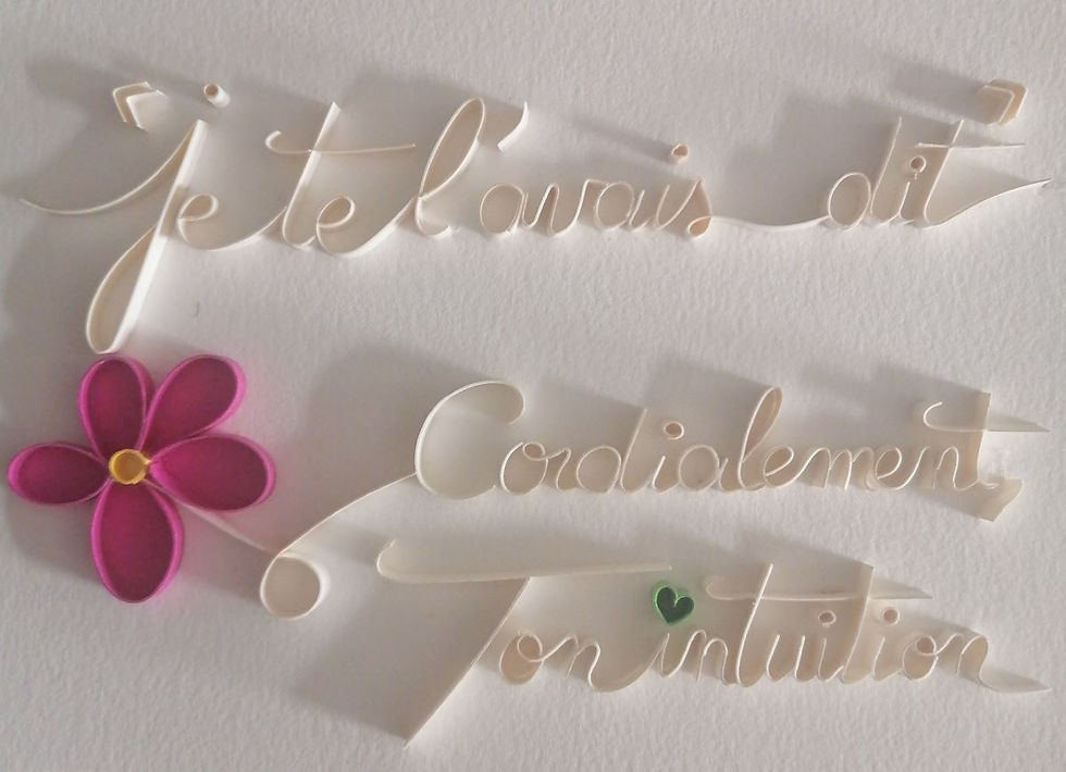 Œuvre originale MO3D JE TE L'AVAIS DIT, CORDIALEMENT TON INTUITION de Cendreen Mo en Paper Art, texte blanc en relief
